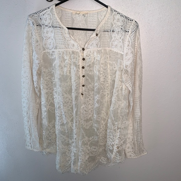 Floreat for Anthropologie Ivory Lacy Tunic Swing Top 8 - Picture 5 of 12
